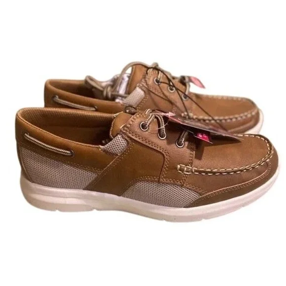Chaps Mens Cognac Boat Shoes Mesh Panels Memory Foam Comfort Size 9.5 /#S26260 - Picture 5 of 6